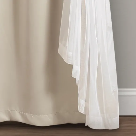 Kirkland's Home Curtains & Drapes-Wheat Curtain Panel Set With Overlay, 108 In.