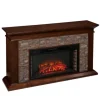 Kirkland's Home Tv Stands & Media Consoles-Whisky Maple And Stone Electric Fireplace
