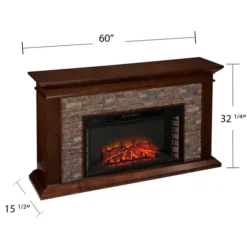 Kirkland's Home Tv Stands & Media Consoles-Whisky Maple And Stone Electric Fireplace