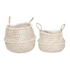 Kirkland's Home Baskets & Boxes-White And Brown Seagrass Woven Baskets, Set Of 2