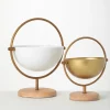 Kirkland's Home Decorative Bowls & Jars-White And Gold Spherical Frame Bowls, Set Of 2