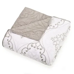 Kirkland's Home Quilts-White And Gray Pattern 3-Pc. King Quilt Set