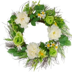 Kirkland's Home Wreaths-White And Green Mixed Floral Spring Wreath