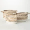 Kirkland's Home Baskets & Boxes-White And Natural Braided Woven Baskets, Set Of 3