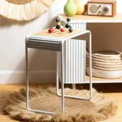 Kirkland's Home Baskets & Boxes-White And Natural Braided Woven Baskets, Set Of 3