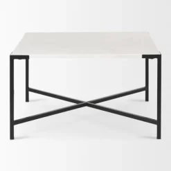 Kirkland's Home Coffee Tables-White And Onyx Marble Top Square Coffee Table