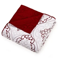 Kirkland's Home Quilts-White And Red Pattern 3-Pc. King Quilt Set