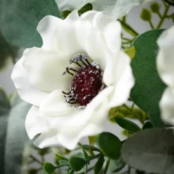 Kirkland's Home Wreaths-White Anemone Flower Wreath