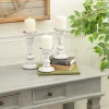Kirkland's Home Candle Holders-White Brushstroke 3-Pc. Pillar Candle Holder Set