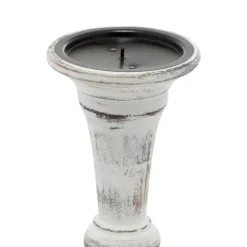 Kirkland's Home Candle Holders-White Brushstroke 3-Pc. Pillar Candle Holder Set