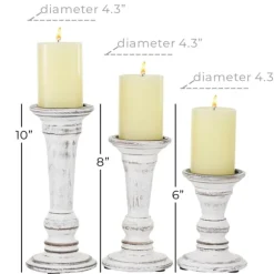 Kirkland's Home Candle Holders-White Brushstroke 3-Pc. Pillar Candle Holder Set