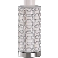 Kirkland's Home Table Lamps-White Ceramic Geometric Table Lamp With Shade