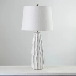 Kirkland's Home Table Lamps-White Ceramic Waves Table Lamp