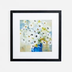 Kirkland's Home Framed Art-White Daisies In Blue Vase Framed Art Print