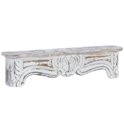 Kirkland's Home Shelves-White Distressed Carved Wood Acanthus Wall Shelf