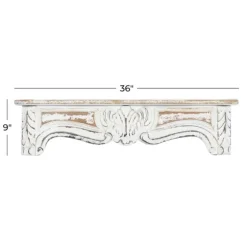 Kirkland's Home Shelves-White Distressed Carved Wood Acanthus Wall Shelf