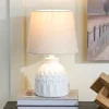 Kirkland's Home Table Lamps-White Embossed Flowers Table Lamp