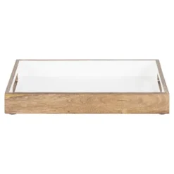 Kirkland's Home Decorative Trays-White Enameled Rectangle Mango Wood Tray