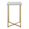 Kirkland's Home Accent & End Tables-White Faux Marble And Gold X-Base Accent Table