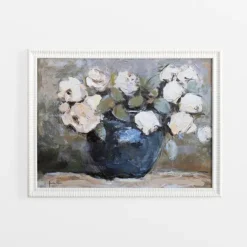 Kirkland's Home Framed Art-White Flowers In Blue Vase Framed Art Print