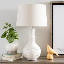 Kirkland's Home Table Lamps-White Glaze Serenia Ceramic Table Lamp