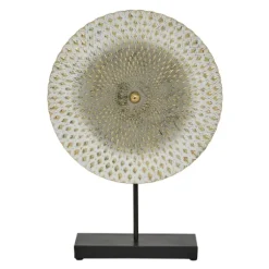 Kirkland's Home Statues & Figurines-White Gold Carved Mandala Metal Sculpture