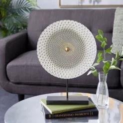 Kirkland's Home Statues & Figurines-White Gold Carved Mandala Metal Sculpture