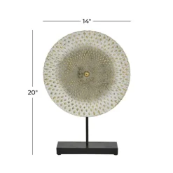 Kirkland's Home Statues & Figurines-White Gold Carved Mandala Metal Sculpture