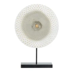 Kirkland's Home Statues & Figurines-White Gold Carved Mandala Metal Sculpture