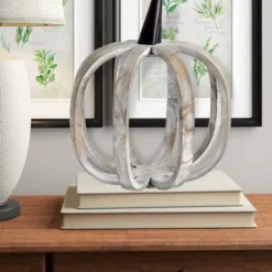 Kirkland's Home Statues & Figurines-White Harvest Farmhouse Pumpkin Figurine