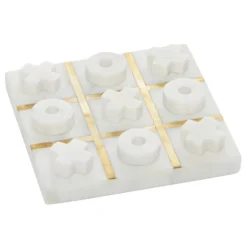 Kirkland's Home Decorative Accents-White Marble And Gold Tic Tac Toe Board