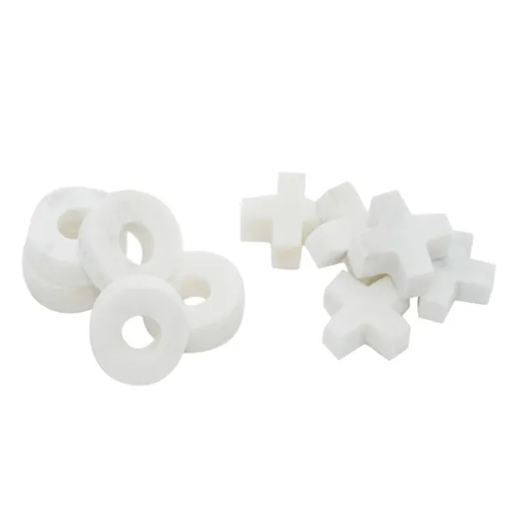 Kirkland's Home Decorative Accents-White Marble And Gold Tic Tac Toe Board
