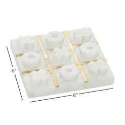 Kirkland's Home Decorative Accents-White Marble And Gold Tic Tac Toe Board