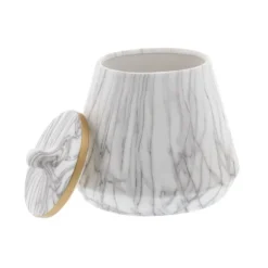 Kirkland's Home Decorative Bowls & Jars-White Marble Oval Jar