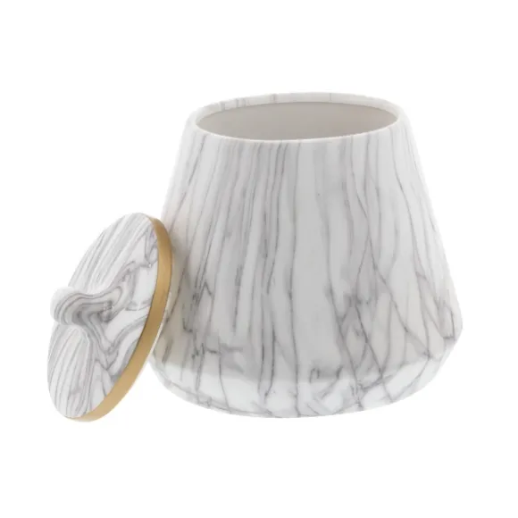 Kirkland's Home Decorative Bowls & Jars-White Marble Oval Jar