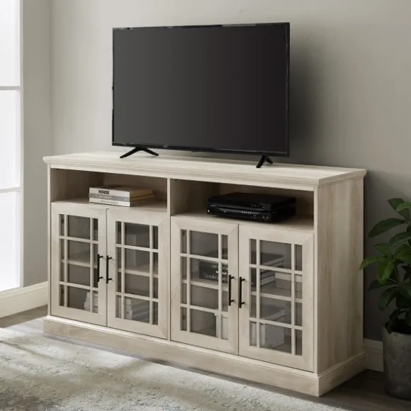 Kirkland's Home Tv Stands & Media Consoles-White Oak Glass Door Tv Stand, 58 In.