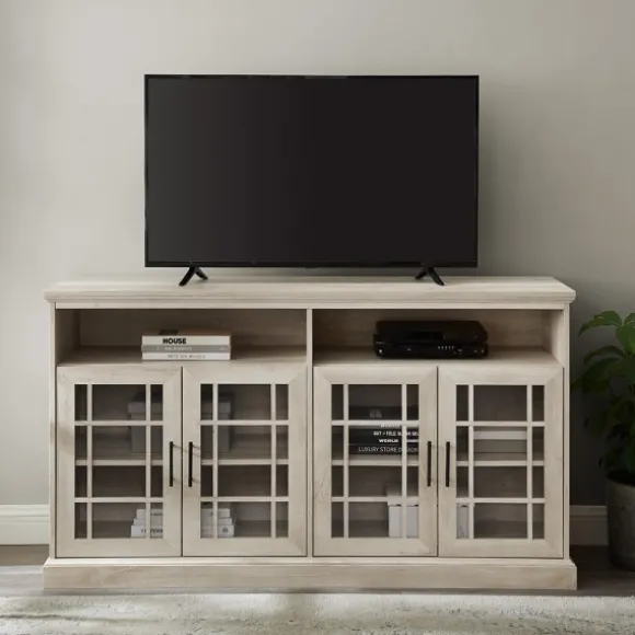 Kirkland's Home Tv Stands & Media Consoles-White Oak Glass Door Tv Stand, 58 In.