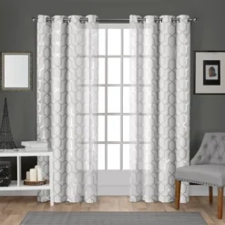 Kirkland's Home Curtains & Drapes-White Paton Curtain Panel Set, 108 In.