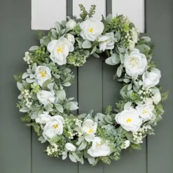Kirkland's Home Wreaths-White Peony And Greenery Wreath