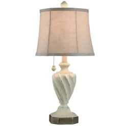Kirkland's Home Table Lamps-White Resin Swirl Table Lamp