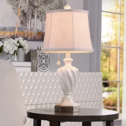 Kirkland's Home Table Lamps-White Resin Swirl Table Lamp