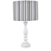 Kirkland's Home Table Lamps-White Resin Table Lamp With Blue Stripe Shade