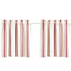 Kirkland's Home Curtains & Drapes-White Stripe Cafe Curtain Panel Set, 24 In.
