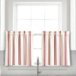 Kirkland's Home Curtains & Drapes-White Stripe Cafe Curtain Panel Set, 24 In.