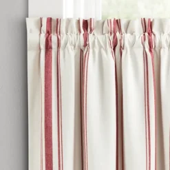 Kirkland's Home Curtains & Drapes-White Stripe Cafe Curtain Panel Set, 36 In.