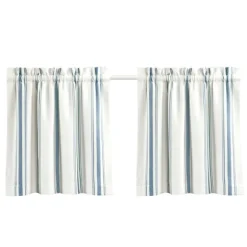 Kirkland's Home Curtains & Drapes-White Stripe Cafe Curtain Panel Set, 24 In.