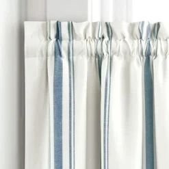 Kirkland's Home Curtains & Drapes-White Stripe Cafe Curtain Panel Set, 24 In.