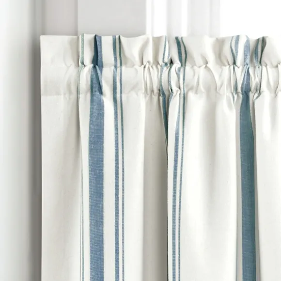 Kirkland's Home Curtains & Drapes-White Stripe Cafe Curtain Panel Set, 24 In.
