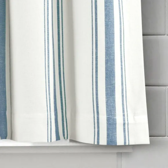Kirkland's Home Curtains & Drapes-White Stripe Cafe Curtain Panel Set, 24 In.