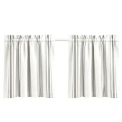 Kirkland's Home Curtains & Drapes-White Stripe Cafe Curtain Panel Set, 24 In.